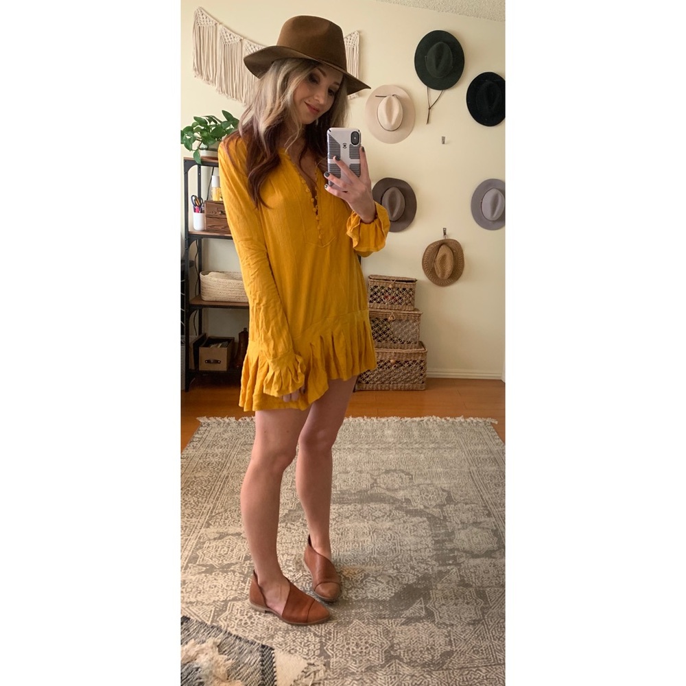 Free People Yellow Tunic Dress XS